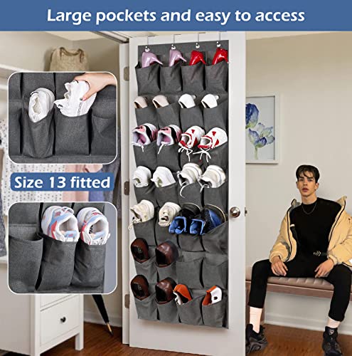 KEETDY 28 Large Pockets Over The Door Shoe Organizer and 12 Large Clear Pockets Hanging Shoe Organizer