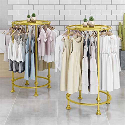 Round Freestanding Rack,Gold Clothing Rack Retail Display Heavy Duty Clothes Garment Rack,Multi-Purpose Hanging Rod