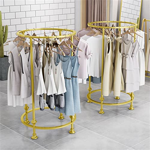 Round Freestanding Rack,Gold Clothing Rack Retail Display Heavy Duty Clothes Garment Rack,Multi-Purpose Hanging Rod