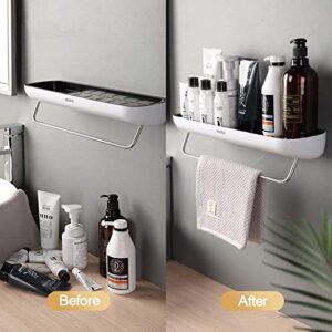 Guanniao Floating Shelves Bathroom Shelf Organizer Wall Mounted Shampoo Spices Shower Storage Rack Holder Bathroom Accessories (Fashion black)