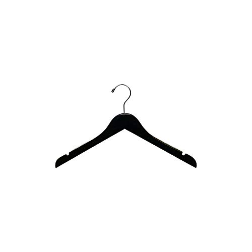 Black Petite Top Hanger with Notches & Rubber Strips Box of 25 by The Great American Hanger Company