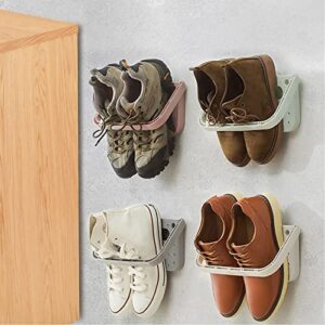 lÜzhong 6pcs wall mounted shoes rack, folding hanging shoe shelf space saver for shoes storage rack without drilling removable plastic shoe holder for entryway over the door shoe hangers organizer