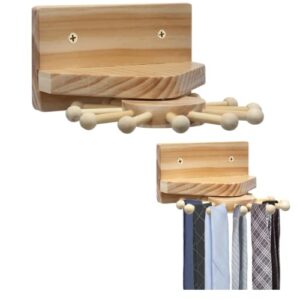 tie rack wall hanging, unique windmill shape, made of handmade pine wood, with 12 individual belt racks, perfect for placing necklaces, masks, bow ties, keys.
