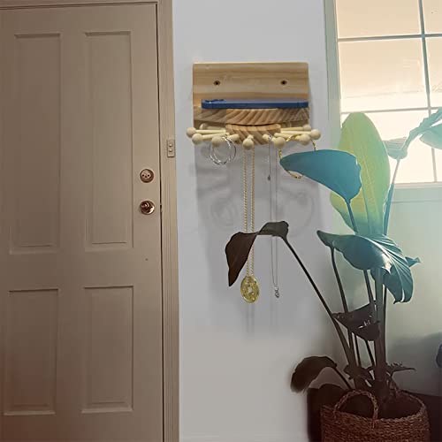 Tie Rack Wall Hanging, Unique Windmill Shape, Made of Handmade Pine Wood, with 12 Individual Belt Racks, Perfect for Placing Necklaces, Masks, Bow Ties, Keys.