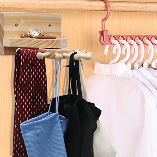 Tie Rack Wall Hanging, Unique Windmill Shape, Made of Handmade Pine Wood, with 12 Individual Belt Racks, Perfect for Placing Necklaces, Masks, Bow Ties, Keys.