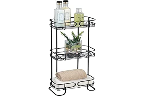 iDesign Steel Bathroom Caddy Organizer with Three Wire Basket Shelves, The Neo Collection - 6.3" x 9.8" x 26.1", Matte Black