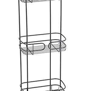 iDesign Steel Bathroom Caddy Organizer with Three Wire Basket Shelves, The Neo Collection - 6.3" x 9.8" x 26.1", Matte Black