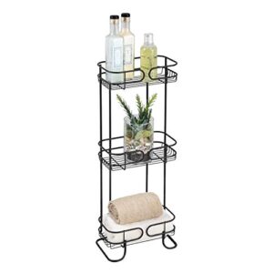 iDesign Steel Bathroom Caddy Organizer with Three Wire Basket Shelves, The Neo Collection - 6.3" x 9.8" x 26.1", Matte Black