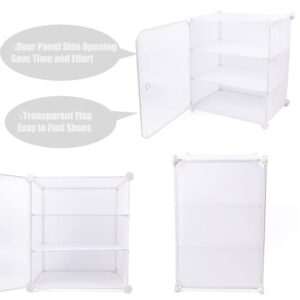 DYRABREST Portable Shoe Rack Shoe Storage Shelf Organizer with Transparent Cover Multifunctional Shoe Cabinet DIY Free Standing Shoes Rack for Entryway