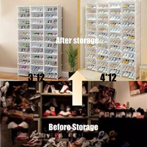 DYRABREST Portable Shoe Rack Shoe Storage Shelf Organizer with Transparent Cover Multifunctional Shoe Cabinet DIY Free Standing Shoes Rack for Entryway