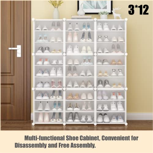 DYRABREST Portable Shoe Rack Shoe Storage Shelf Organizer with Transparent Cover Multifunctional Shoe Cabinet DIY Free Standing Shoes Rack for Entryway