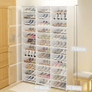 DYRABREST Portable Shoe Rack Shoe Storage Shelf Organizer with Transparent Cover Multifunctional Shoe Cabinet DIY Free Standing Shoes Rack for Entryway