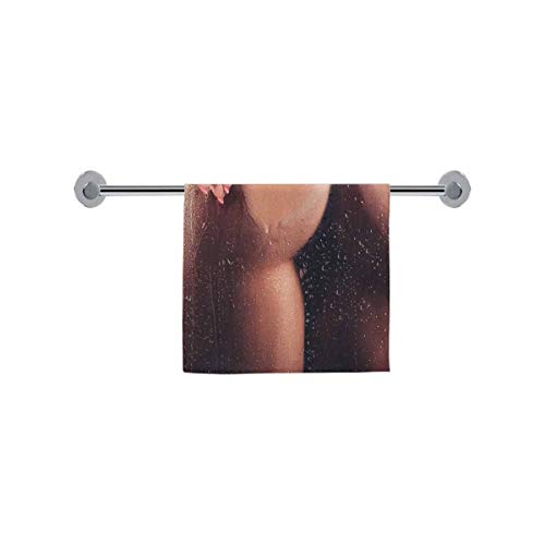 InterestPrint Funny Sexy Young Naked Woman Under Water Drops Large Hand Towels Absorbent Hotel Spa Bathroom Towel Drying Towels Cleaning Towels 16x28 Inch