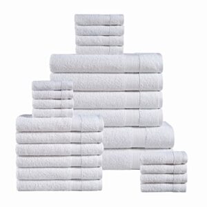 lane linen white bath towels for bathroom set-24 pc bathroom oversize 2 sheets large 4 towel 6 hand 8 washcloths fingertip towels-white towels sets