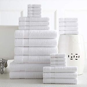 LANE LINEN White Bath Towels for Bathroom Set-24 PC Bathroom Oversize 2 Sheets Large 4 Towel 6 Hand 8 Washcloths Fingertip Towels-White Towels Sets