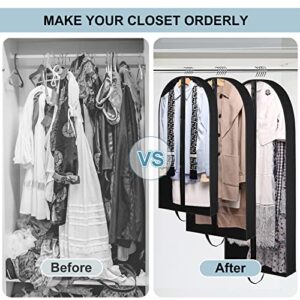 Clear Garment Bags Suit Bag:5 Pack 40 inch Closet Storage Hanging Clothes Business Non Woven Suit Cover Travel Dress Bag For Coats,Uniforms,Sweaters, Jackets