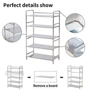 susunnus Shoe Rack 3 Tier Shoe Organizer Stainless Steel Small Shoe Rack Organizer Shoe Storage Free Standing Shoe Racks Shoe Rack for Entryway, Hallway,Closet(Sliver)