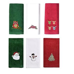 christmas hand towels for kitchen and bathroom , 12x18 100% cotton, high absorbency, christmas holiday decorative dishwashing towels hand towels 6-pack gift set