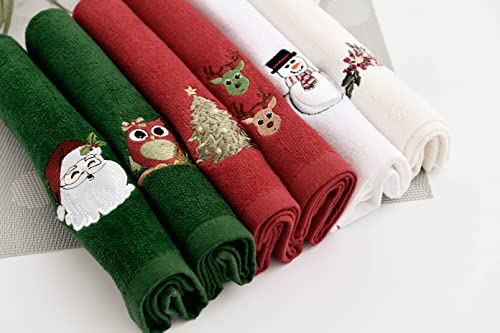 Christmas Hand Towels for Kitchen and Bathroom , 12x18 100% Cotton, High Absorbency, Christmas Holiday Decorative Dishwashing Towels Hand Towels 6-Pack Gift Set