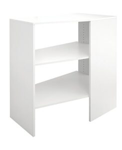 closetmaid suitesymphony wood corner shelf unit, 2 shelves, adjustable, stacking, for storage, closet, clothes, shoes, décor, pure white, 41.13" x 19.63" x 31.75" corner unit