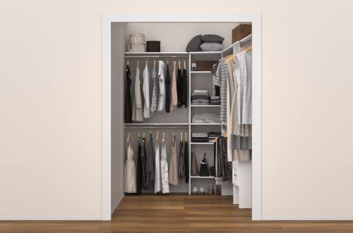 ClosetMaid SuiteSymphony Wood Corner Shelf Unit, 2 Shelves, Adjustable, Stacking, For Storage, Closet, Clothes, Shoes, Décor, Pure White, 41.13" X 19.63" X 31.75" Corner Unit