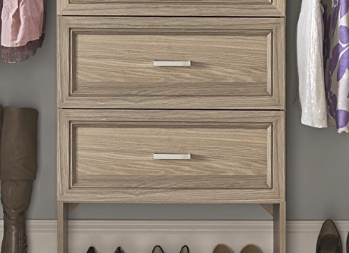 ClosetMaid SuiteSymphony Wood Drawer, Add On Accessory Shaker Style, for Storage, Closet, Clothes, x 10” Size for 25 in. Units, Natural Gray/Satin Nickel, 25" X 10"