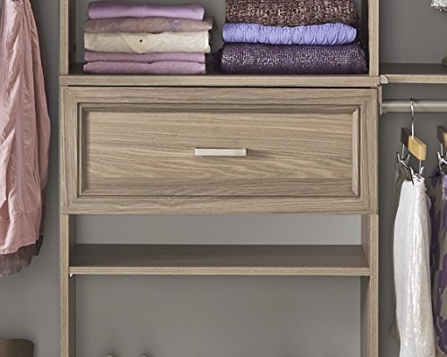 ClosetMaid SuiteSymphony Wood Drawer, Add On Accessory Shaker Style, for Storage, Closet, Clothes, x 10” Size for 25 in. Units, Natural Gray/Satin Nickel, 25" X 10"