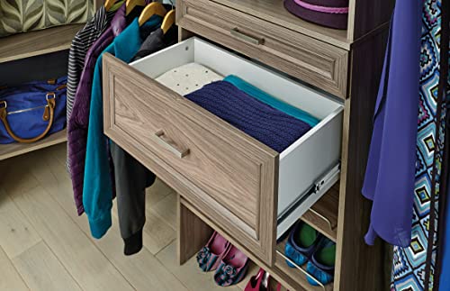 ClosetMaid SuiteSymphony Wood Drawer, Add On Accessory Shaker Style, for Storage, Closet, Clothes, x 10” Size for 25 in. Units, Natural Gray/Satin Nickel, 25" X 10"