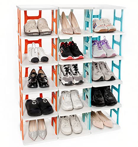 JIARU I Shoe Storage, 6-8-Tier Shoe Rack Organizer Storag ebookshelf, Sturdy Shoes Shelf Storage Cabinet for Entryway Bedroom and Hallway (Orange, Layer 6)