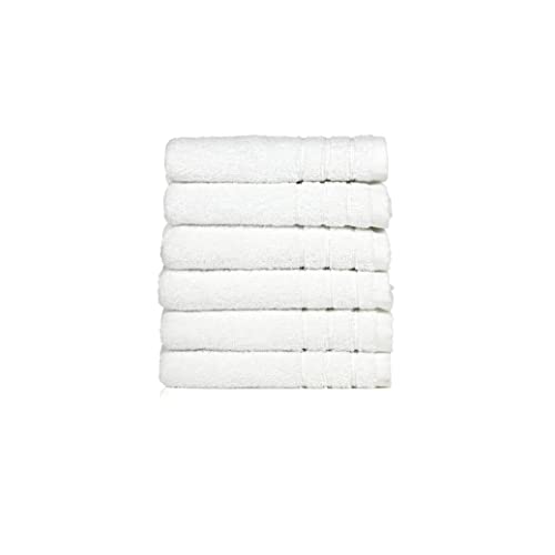 Atelier Cotton - Hand Towel 0 Turkish Hand Towel Cotton Bathroom Hand Towels 600 GSM Soft Hand Towels Turkish Towels for Bathroom 16 x 28 inches Hand Towels Set of 6 Quick Dry Towel - White