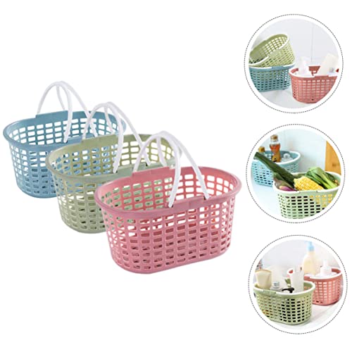 3pcs Storage Tote Basket Toiletry Bag with Handle Dorm Organizers for Portable Organizer Handles Plastic Baskets Bin Shelf College Bathroom Kitchen Caddy Supplies Pantry Shower