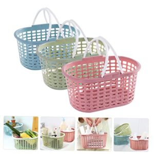 3pcs Storage Tote Basket Toiletry Bag with Handle Dorm Organizers for Portable Organizer Handles Plastic Baskets Bin Shelf College Bathroom Kitchen Caddy Supplies Pantry Shower