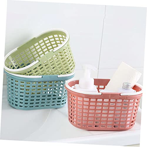 3pcs Storage Tote Basket Toiletry Bag with Handle Dorm Organizers for Portable Organizer Handles Plastic Baskets Bin Shelf College Bathroom Kitchen Caddy Supplies Pantry Shower