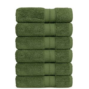 towel bazaar soft & absorbent premium cotton turkish towels (moss green, 6-piece hand towels)