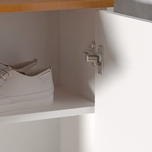 AIEGLE Shoe Cabinet with 3 Flip Drawers & Locker, Floor Shoe Storage Organizer Wood Shoe Rack for Entryway Halloway Living Room, White (3 Flip Drawers & Locker)