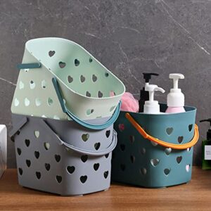 WeiMeet 4 Pieces Portable Shower Caddy Basket Bathroom Shower Organizer Basket Organizer Bin Plastic Storage Caddy Basket with Handle for College, Dorm, Bathroom, Garden, Cleaning Supplies