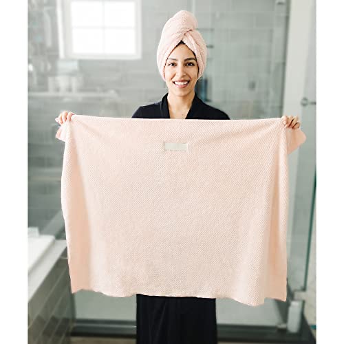 Pack of 2, Large Microfiber Hair Towels for Women-Super Absorbent & Quick Dry Hair Drying Towel- Hair Towel Wrap for Curly Hair Long & Short Hair- Anti-Frizz Hair Turbans for Wet Hair (Gray & Pink)