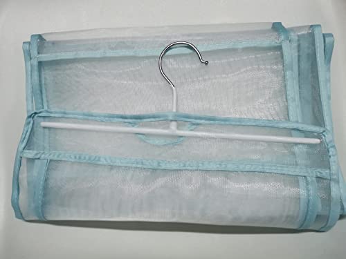 Cyan Mirs Hanging Handbag Purse Organizer Clear Hanging Shelf Bag Collection Storage Closet Storage Bag 8 Pockets, Blue+white