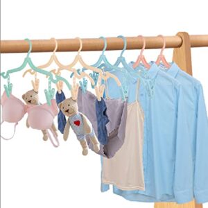 12 Pcs Folding Clothes Hangers, Portable Travel Clothes Hangers with Clips Plastic Non-Slip Pants Skirts Underwear Clothes Hangers Drying Rack for Home Outdoor Travel (Solid Color-12Pcs)