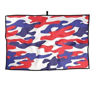 red white blue camouflage microfiber golf towel 23.6" x 15" easy-absorbable portable golf towel for golf, club, gym