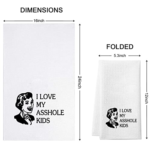 WCGXKO Funny Inappropriate Kitchen Towels Bitch I Love My Asshole Kids Cute Housewarming Gift Novelty Dish Towel (Asshole Kids)