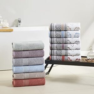 Modern Threads 6 Piece Set, 2 Bath Towels, 2 Hand Towels, 2 Washcloths Yarn Dyed Jacquard/Solid Towel Set Ophelia Blue