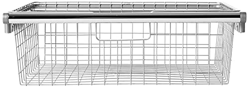 Rubbermaid Configurations Deluxe Custom Closet Organizer System Kit, 4-to-8-Foot, Titanium, FG3H8900TITNM & 3J05 Configurations Sliding Wire Basket, Titanium(FG3J0501TITNM)