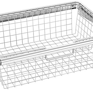 Rubbermaid Configurations Deluxe Custom Closet Organizer System Kit, 4-to-8-Foot, Titanium, FG3H8900TITNM & 3J05 Configurations Sliding Wire Basket, Titanium(FG3J0501TITNM)