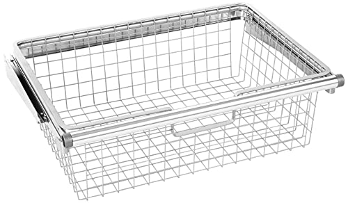 Rubbermaid Configurations Deluxe Custom Closet Organizer System Kit, 4-to-8-Foot, Titanium, FG3H8900TITNM & 3J05 Configurations Sliding Wire Basket, Titanium(FG3J0501TITNM)