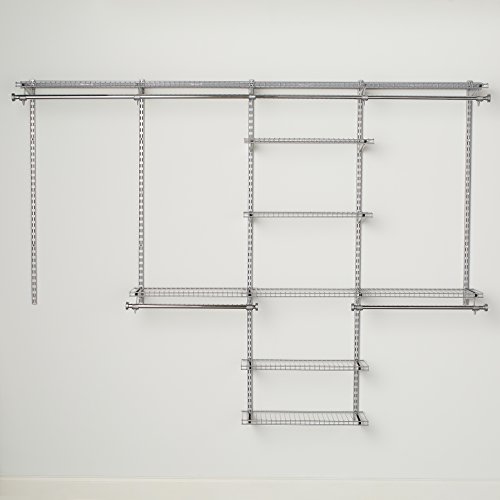 Rubbermaid Configurations Deluxe Custom Closet Organizer System Kit, 4-to-8-Foot, Titanium, FG3H8900TITNM & 3J05 Configurations Sliding Wire Basket, Titanium(FG3J0501TITNM)