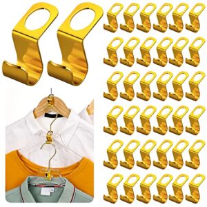 tudomro 50 pcs metal clothes hanger connector hooks, heavy duty extender clips space saving hooks for closet wardrobe heavy clothing organizer (golden)