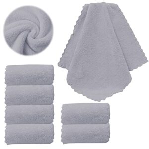 Hiflora Grey 6 Pack Bath Towels, Upgraded Coral Fleece Hand Towels 12 x 12 Inches Quick Drying with Exquisite Soft Feeling for Bathroom