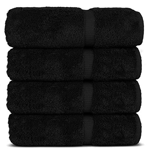 Chakir Turkish Linens | Hotel & Spa Quality 100% Cotton Premium Turkish Towels | Soft & Absorbent (4-Piece Bath Towels, Black)