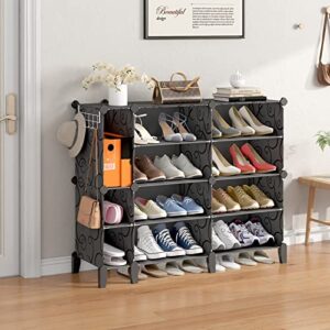 maginels portable shoe rack plastic shoe organizer diy shoe storage shelf organizer for entryway shoe cabinet 36 pairs, black